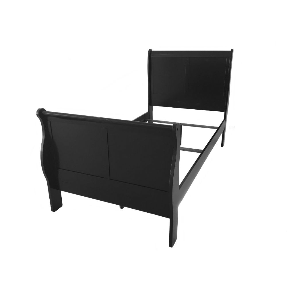Louis Philippe III Sleigh Bed (Black) Acme Furniture