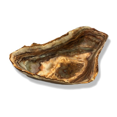 Raw Edge Onyx Bowl - Large- Amber/Tan/Grey-2