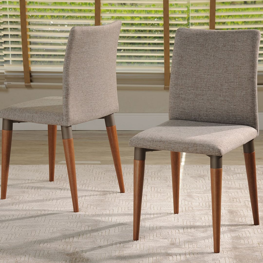 Manhattan Comfort Duffy 62.99 Modern Rectangle Dining Table and Charles Dining Chair in Cinnamon Off White and Grey - Set of 7 | Dining Sets | Modishstore-2