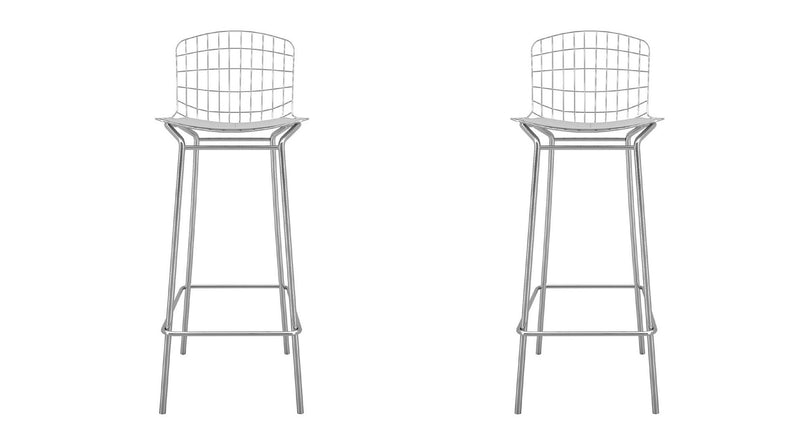 Manhattan Comfort Madeline 41.73" Barstool, Set of 2 in Silver and Black | Bar Stools | Modishstore-2