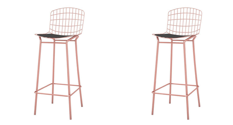 Manhattan Comfort Madeline 41.73" Barstool, Set of 2 in Silver and Black | Bar Stools | Modishstore-5