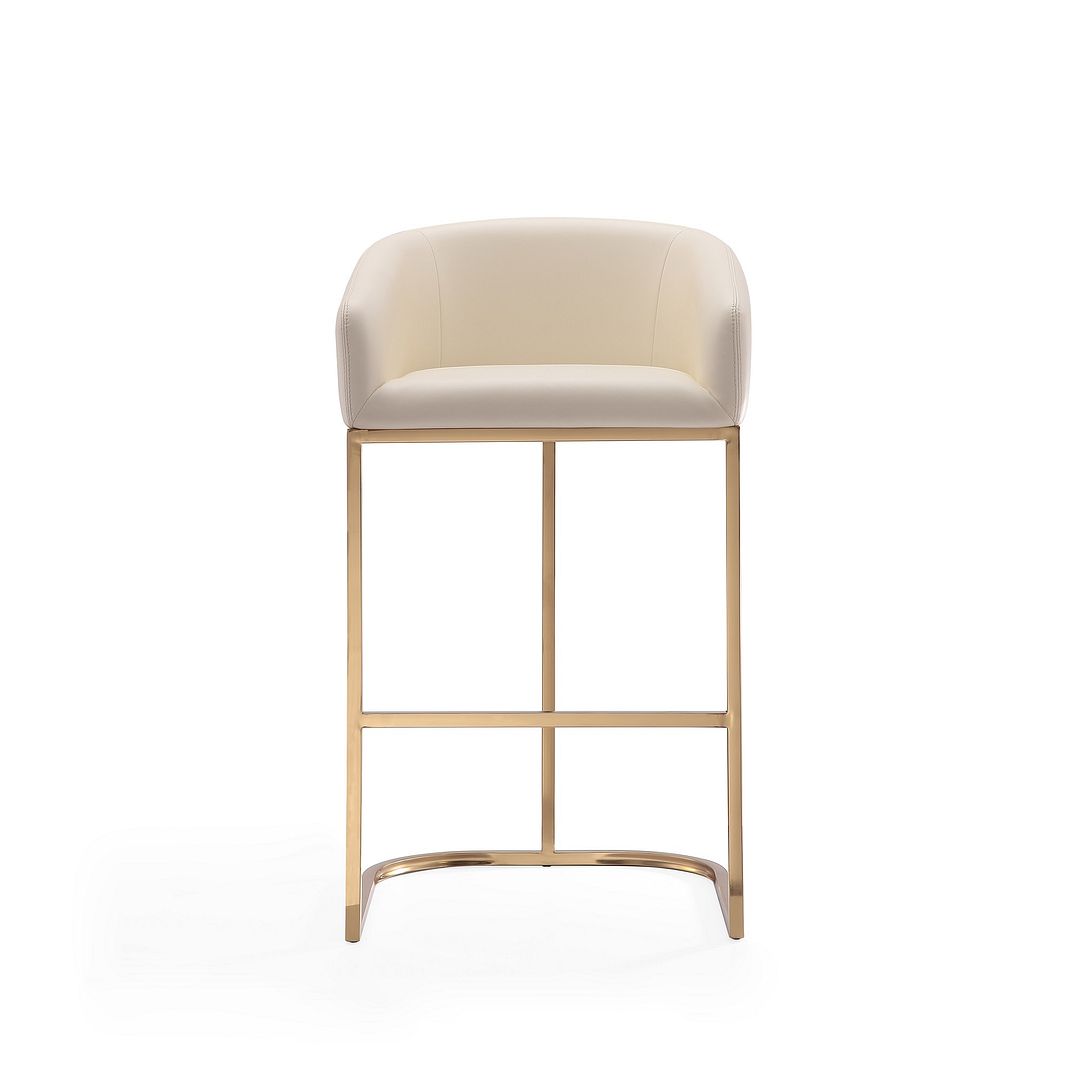 Manhattan Comfort Louvre 40 in. Cream and Titanium Gold Stainless Steel Barstool (Set of 2) | Bar Stools | Modishstore-3