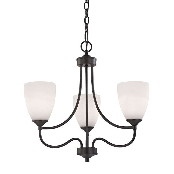 Arlington 3-Light Chandelier in Oil Rubbed Bronze with White Glass | Chandeliers | Modishstore