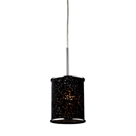 Fabrique 1-Light Drum Pendant in Polished Chrome and Velvet Black Shade ELK Lighting | Pendant Lamps | Modishstore