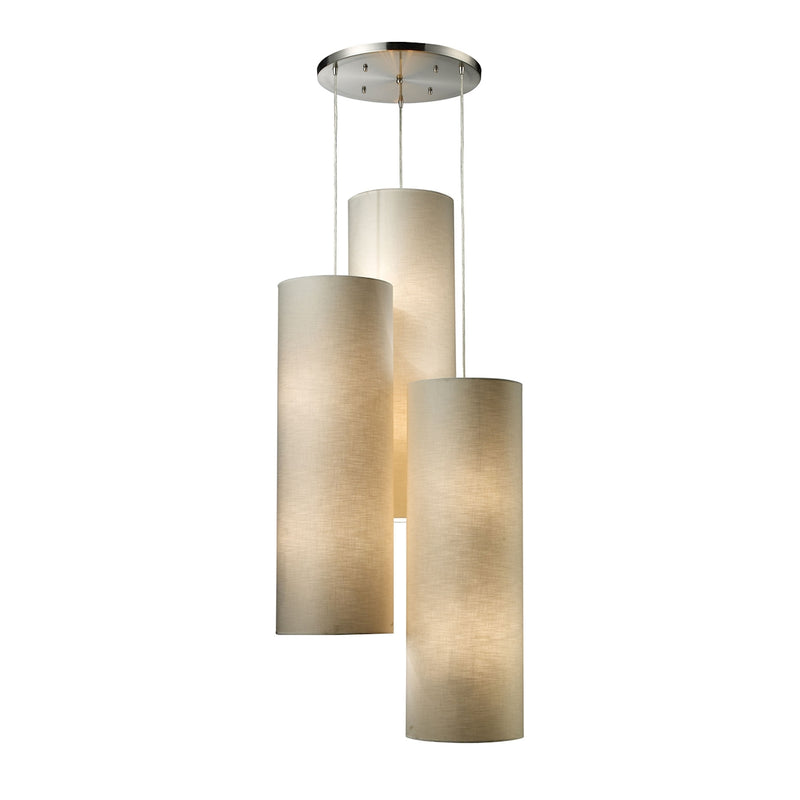 Fabric Cylinders 12-Light Round Pendant Fixture in Satin Nickel ELK Lighting | Pendant Lamps | Modishstore