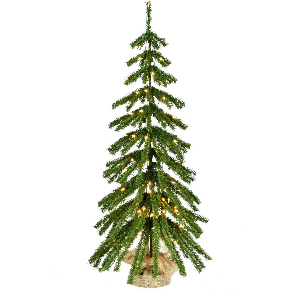 4-ft. Downswept Farmhouse Fir Christmas Tree with Burlap Bag and Warm White LED Lights By Fraser Hill Farm | Christmas Trees | Modishstore - 2
