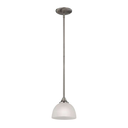 Bristol Lane 1-Light Mini Pendant in Brushed Nickel with White Glass | Pendant Lamps | Modishstore