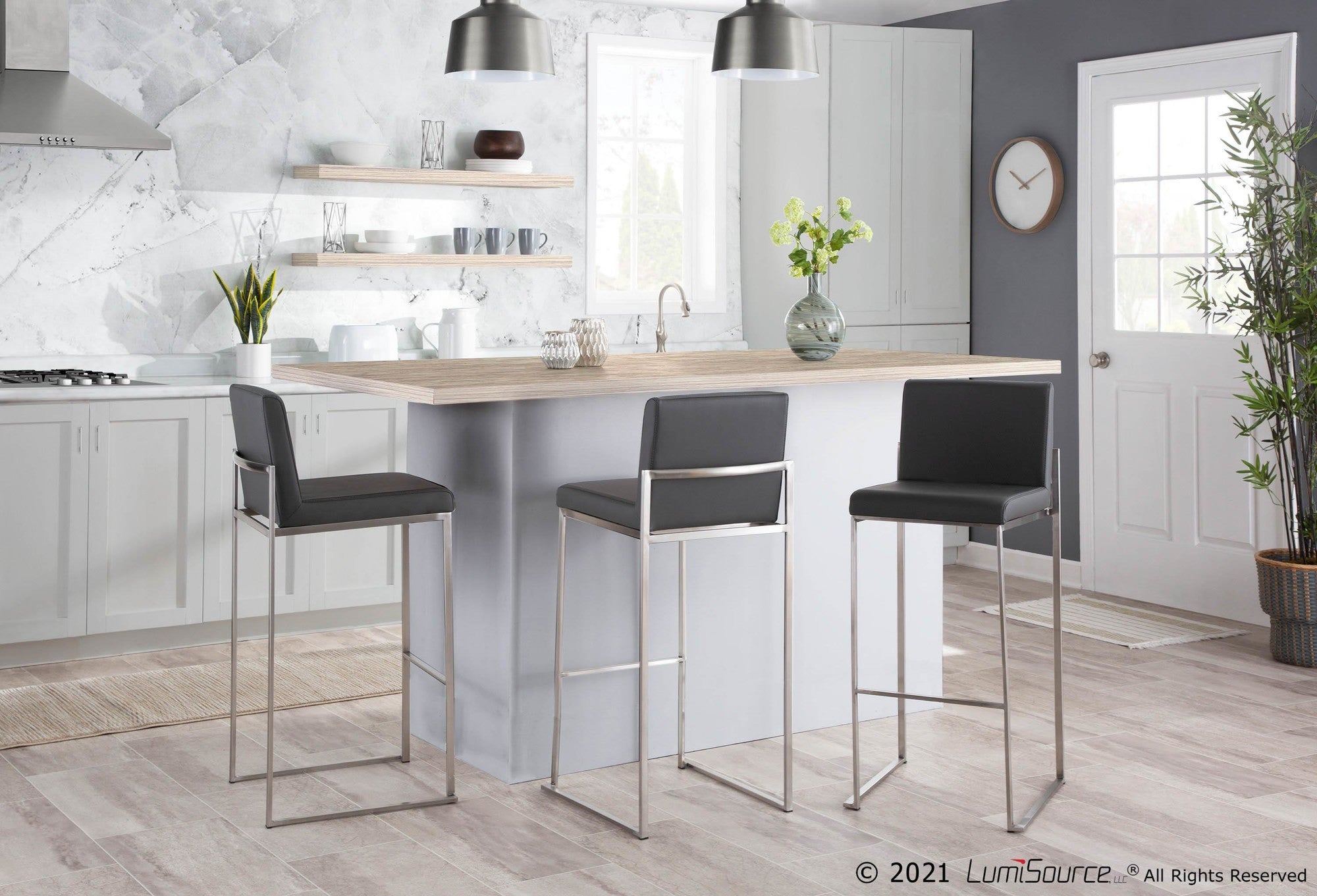 Grey high discount back bar stools