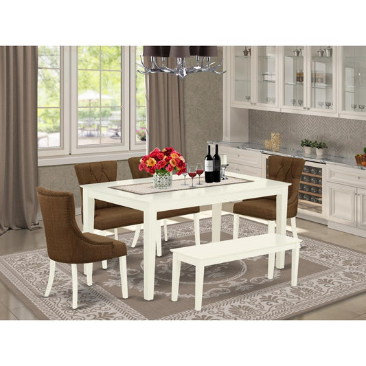 Dining Room Set Linen White CAFR6-LWH-18 By East West Furniture | Dining Sets | Modishstore