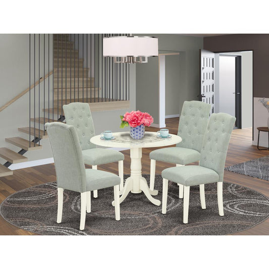 Dining Room Set Linen White DLCE5-WHI-15 By East West Furniture | Dining Sets | Modishstore