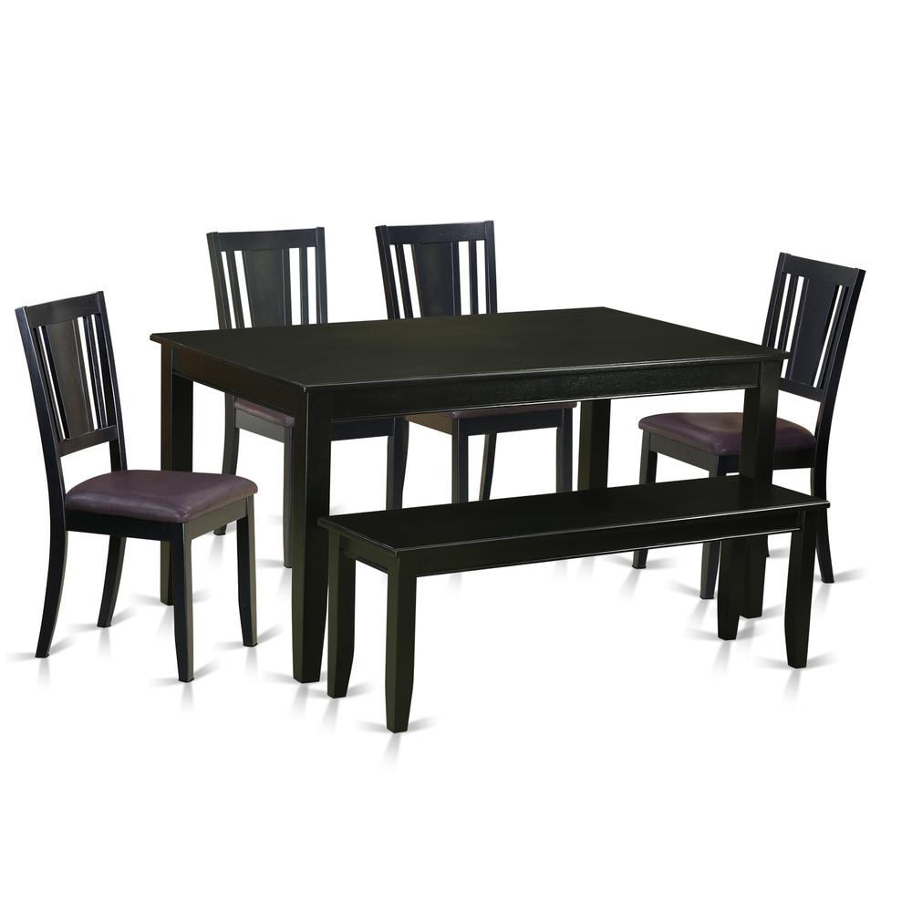 6 Pc Kitchen Table With Bench-Dining Table And 4 Kitchen Chairs And Bench By East West Furniture | Dining Sets | Modishstore - 2