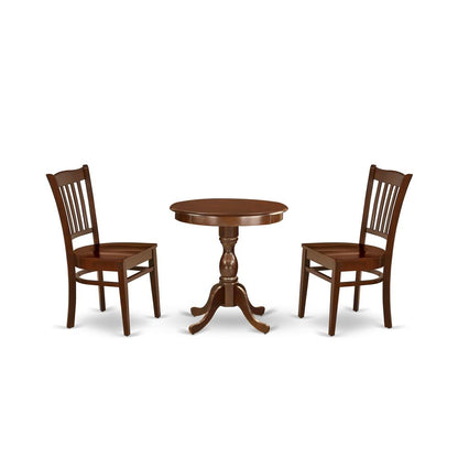 3-Pc Kitchen Dining Set - 2 Mid Century Dining Chairs And 1 Wooden Dining Table Mahogany Finish By East West Furniture | Dining Sets | Modishstore