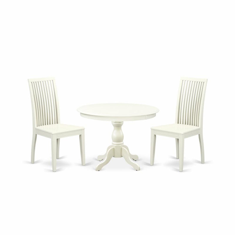 3 Piece Kitchen Table Set - Linen White Wood Dining Table And 2 Linen White Wooden Dining Chairs And Dining Tables By East West Furniture | Dining Sets | Modishstore