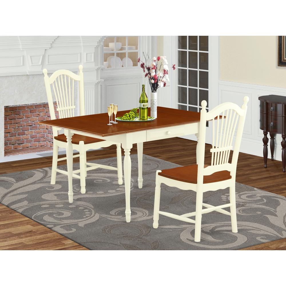 Dining Room Set Buttermilk & Cherry MZDO3 - WHI - W By East West Furniture | Dining Sets | Modishstore