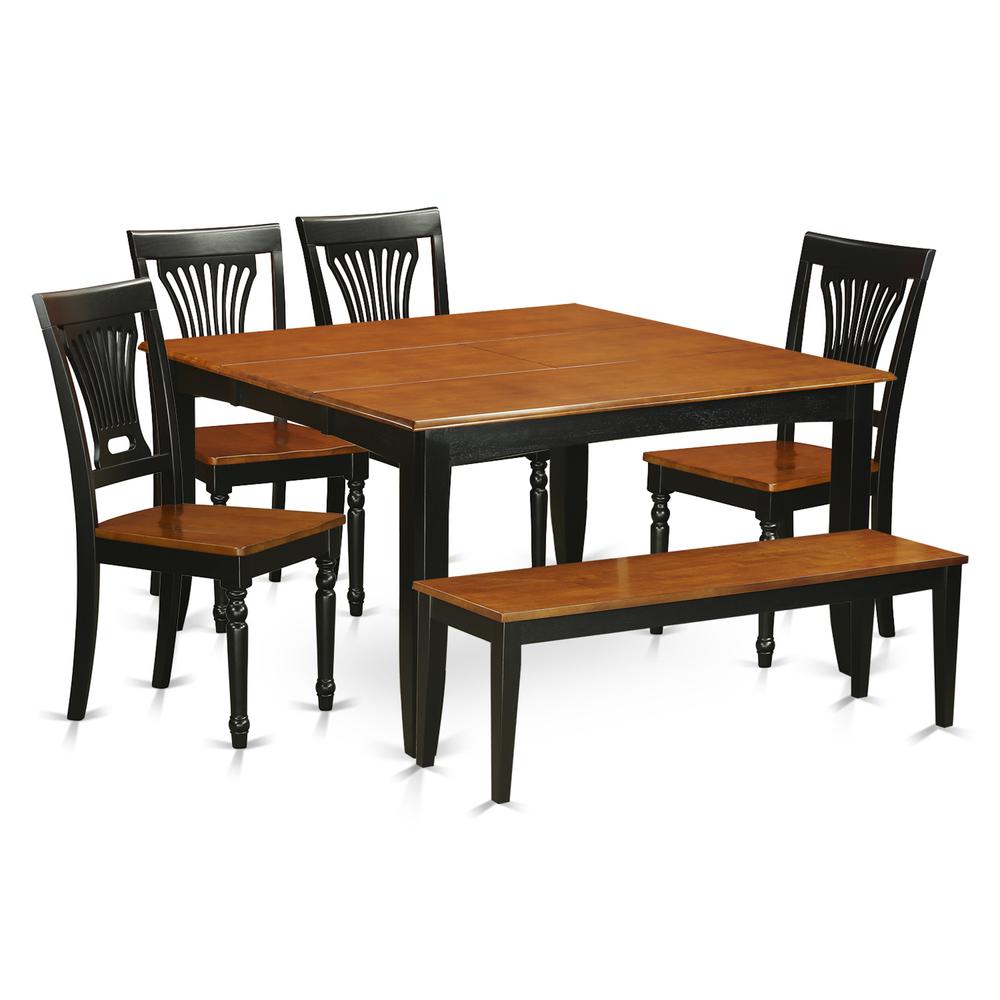 6 Pc Dining Room Set With Bench-Dining Table With 4 Wood Dining Chairs And A Bench By East West Furniture | Dining Sets | Modishstore - 2