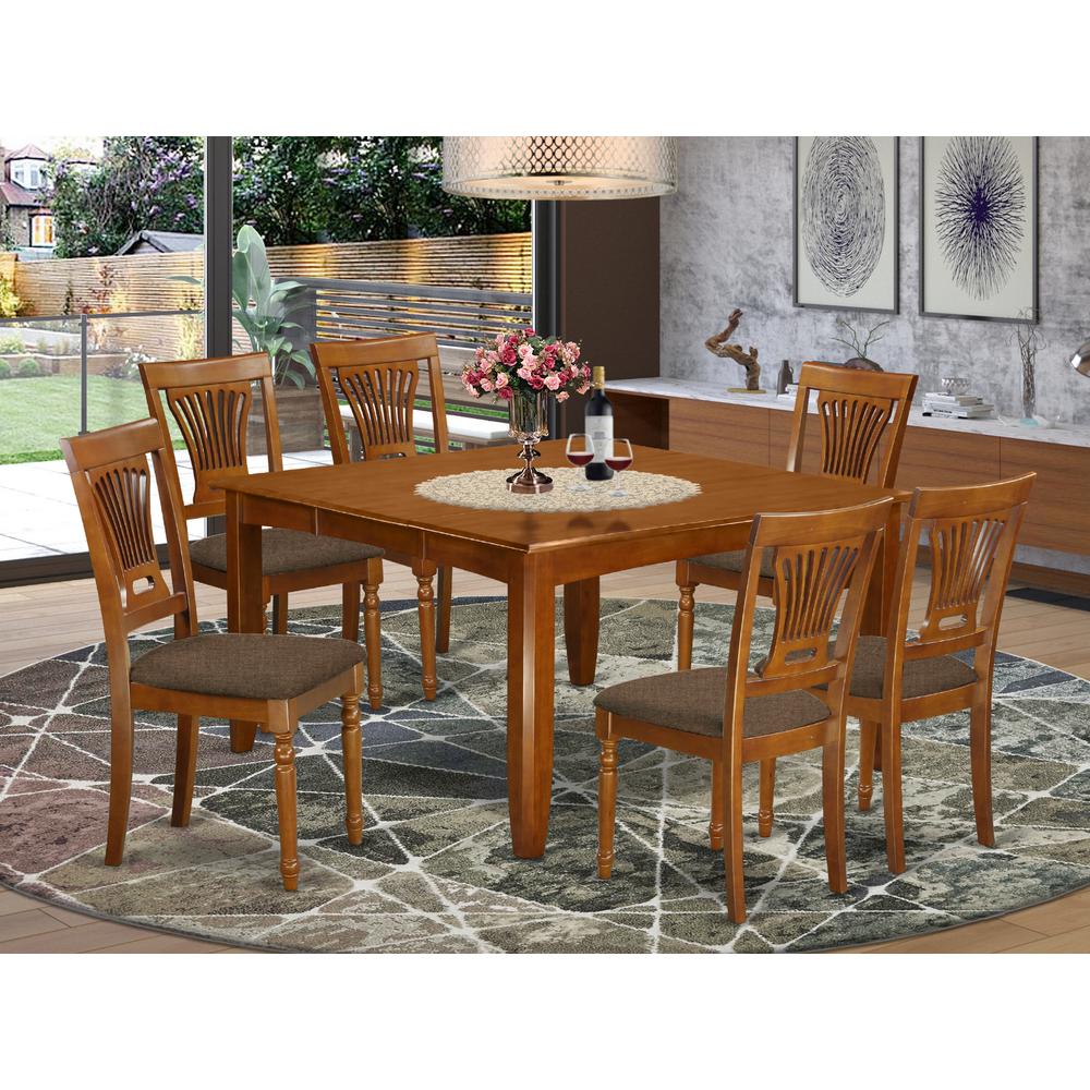 7 Pc Dining Room Set-Table With Leaf And 6 Kitchen Chairs. By East West Furniture - Pfpl7-Sbr-C | Dining Sets | Modishstore - 2
