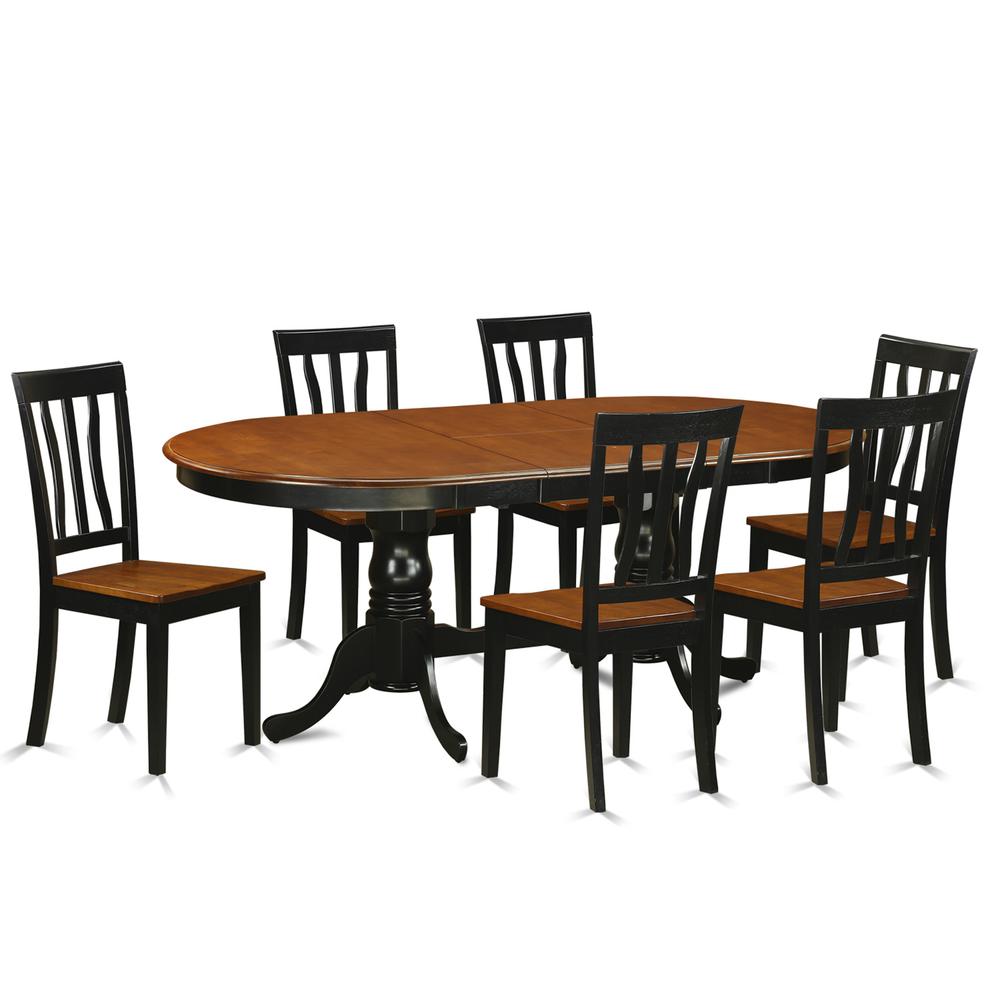 7 Pc Dining Room Set-Dining Table With 6 Dining Chairs By East West Furniture - Plan7-Bch-W | Dining Sets | Modishstore - 2