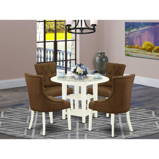 Dining Room Set Linen White SUFR5-LWH-18 By East West Furniture | Dining Sets | Modishstore