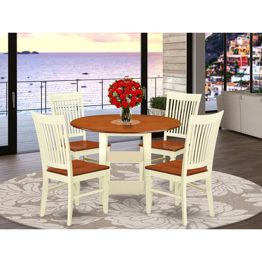 Dining Room Set Buttermilk & Cherry SUWE5-BMK-W By East West Furniture | Dining Sets | Modishstore