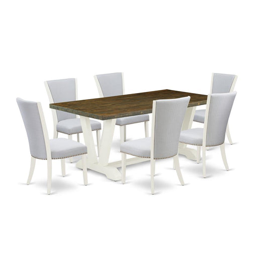 7-Pc Dining Room Set Includes 6 Mid Century Dining Chairs And Dining Tables By East West Furniture | Dining Sets | Modishstore