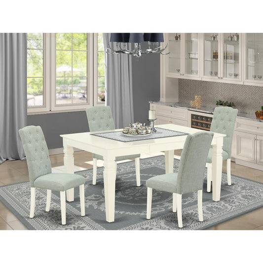 Dining Room Set Linen White WECE5-WHI-15 By East West Furniture | Dining Sets | Modishstore
