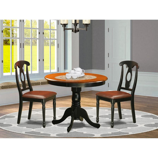 Black 3 Pc Dining Room Setwith 2 Leather Chairs By East West Furniture | Dining Sets | Modishstore