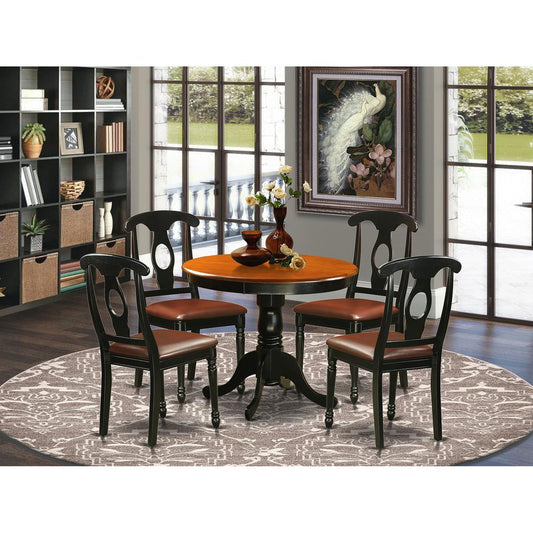 5 Pc Dining Set Including 4 Leather Chairs In Black By East West Furniture | Dining Sets | Modishstore