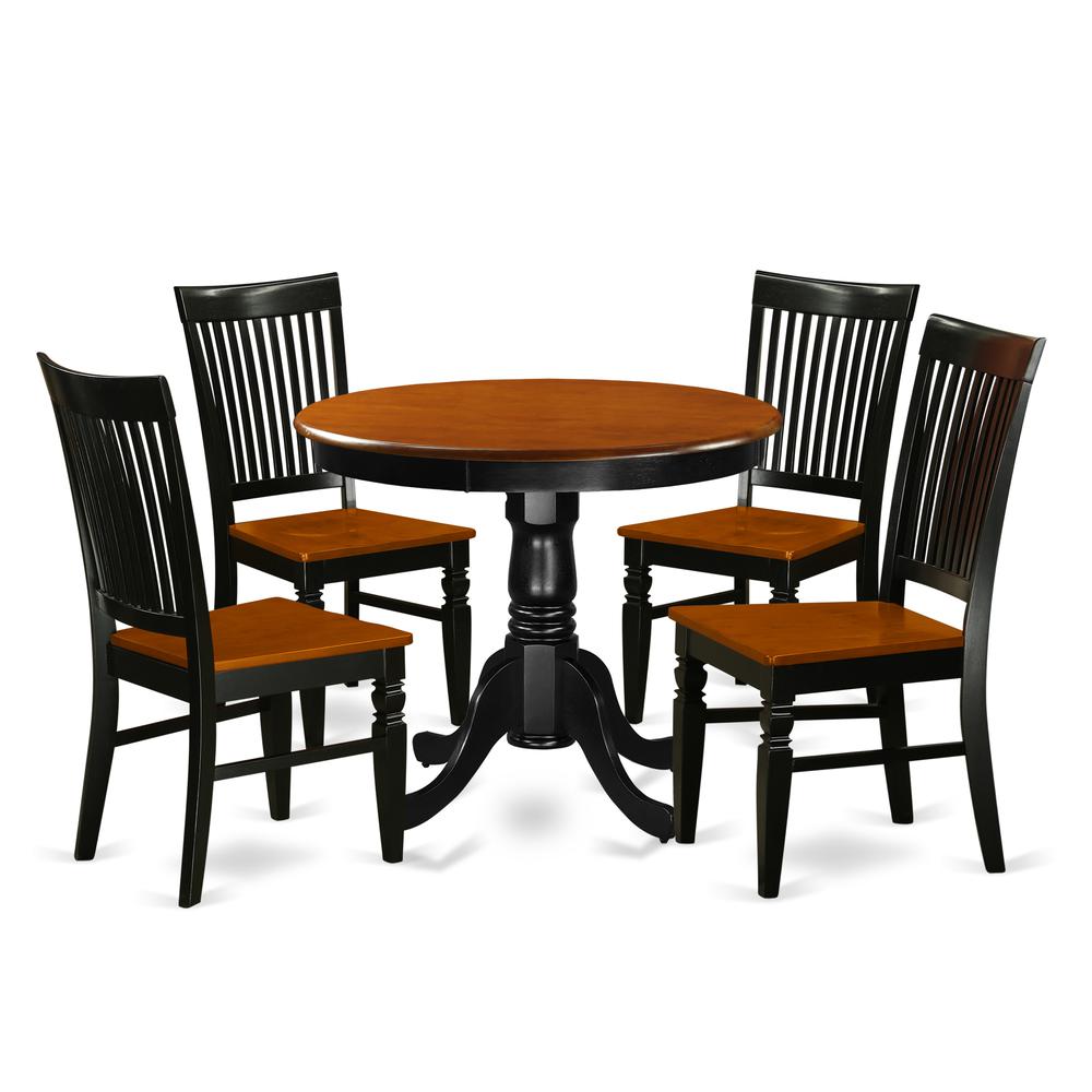 Dining Room Set Black & Cherry ANWE5-BCH-W By East West Furniture | Dining Sets | Modishstore - 2