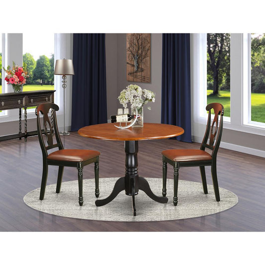3 Pc Kitchen Table Set-Dining Table And 2 Kitchen Chairs By East West Furniture - Dlke3-Bch-Lc | Dining Sets | Modishstore