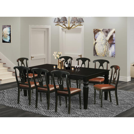 9 Pc Dining Set With A Dining Table And 8 Leather Dining Chairs In Black By East West Furniture | Dining Sets | Modishstore