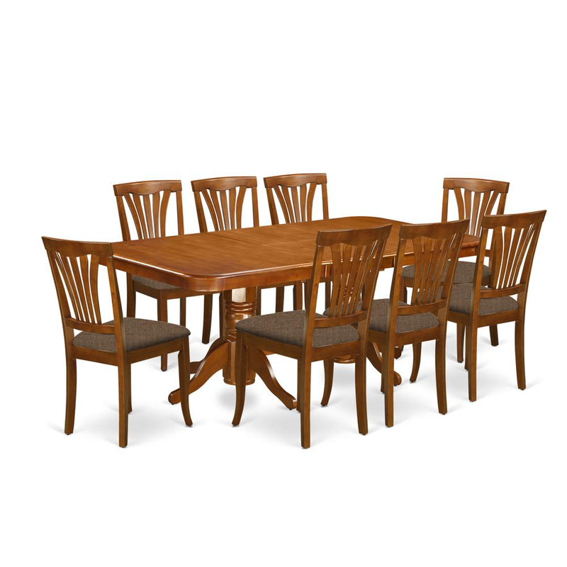 Naav9-Sbr-C 9 Pc Dining Room Set-Dining Table And 8 Dining Chairs By East West Furniture | Dining Sets | Modishstore