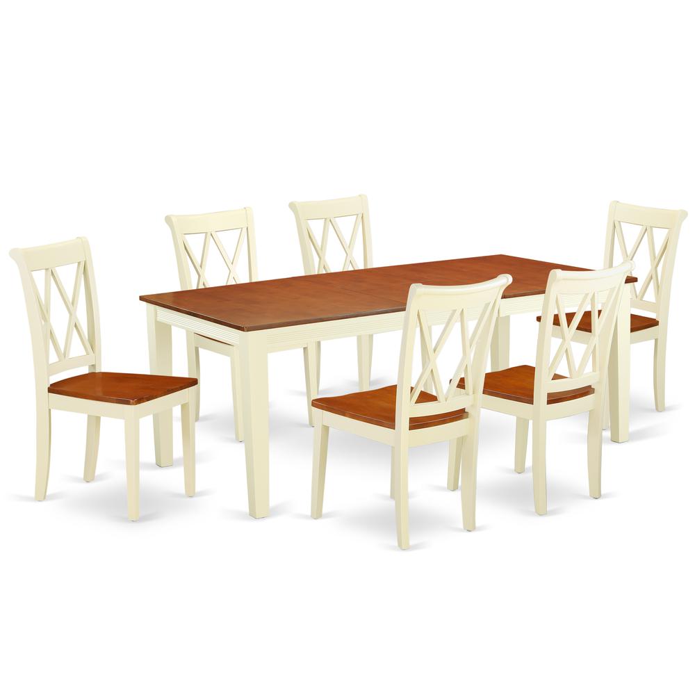 Dining Room Set Buttermilk & Cherry QUCL7-BMK-W By East West Furniture | Dining Sets | Modishstore - 2