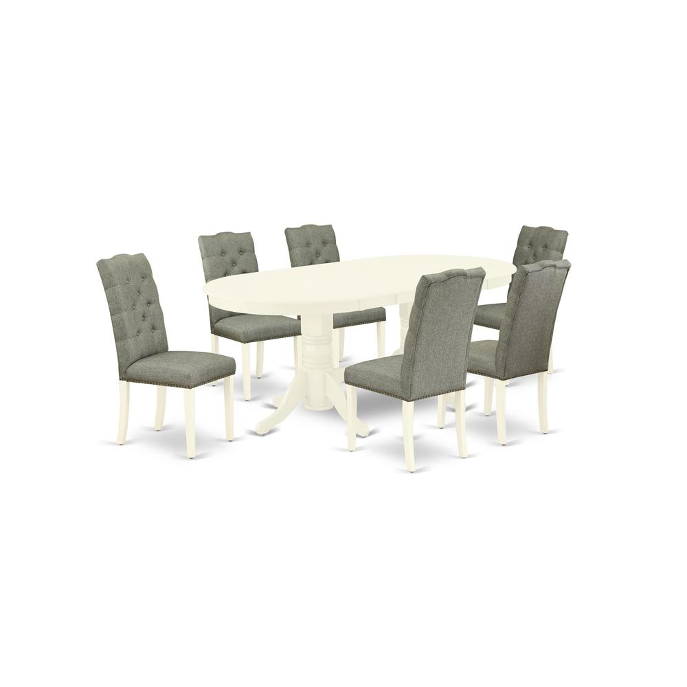 Dining Room Set Linen White VAEL7 - LWH - 07 By East West Furniture | Dining Sets | Modishstore - 2