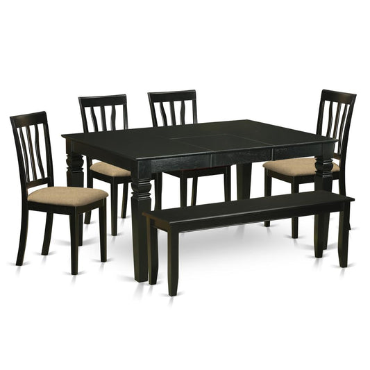 6 Pc Dining Room Set - Dining Table And 4 Dining Chairs And Together With Bench By East West Furniture | Dining Sets | Modishstore