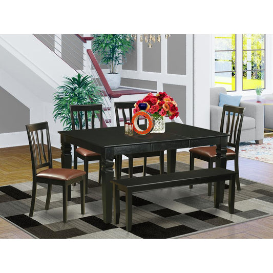 6 Pc Kitchen Nook Dining Set - Kitchen Table And 4 Dining Chairs And Bench By East West Furniture | Dining Sets | Modishstore