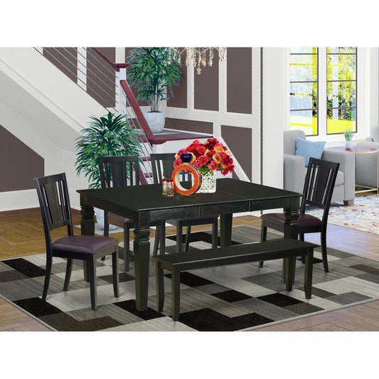 6 Pc Dinette Set - Kitchen Table And 4 Dinette Chairs Along With Bench By East West Furniture | Dining Sets | Modishstore