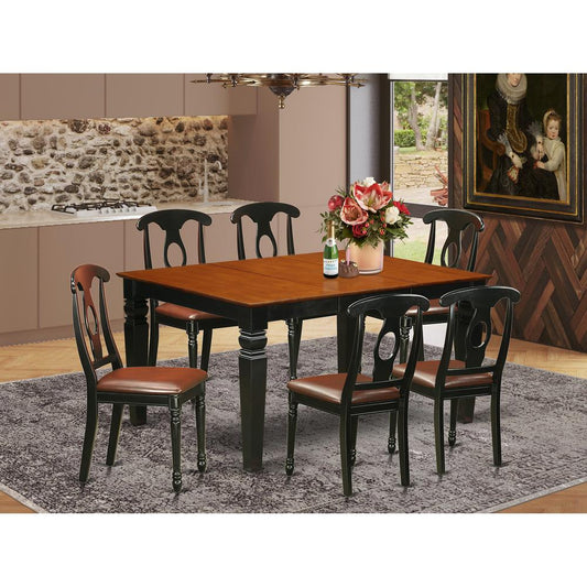 7 Pc Kitchen Table Set With A Dining Table And 6 Leather Kitchen Chairs In Black By East West Furniture - Weke7-Bch-Lc | Dining Sets | Modishstore