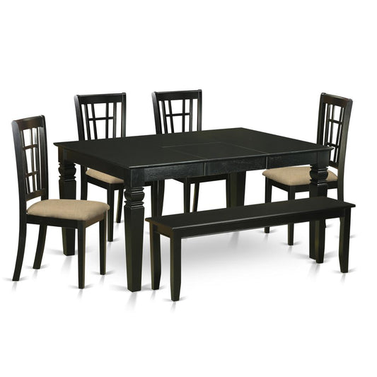 6-Pc Kitchen Nook Dining Set- Kitchen Dinette Table And 4 Dining Chairs With Bench By East West Furniture | Dining Sets | Modishstore
