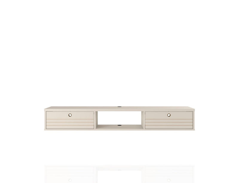 Manhattan Comfort Liberty 62.99 Mid-Century Modern Floating Office Desk with 3 Shelves in Off White | Desks | Modishstore