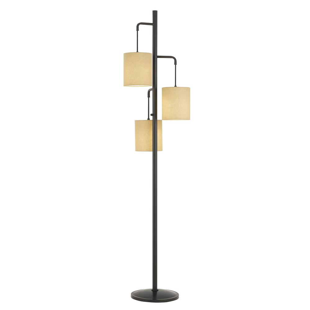 60W X 3 Kirkwall Metallantern Floor Lamp With Fabric Shade By Cal Lighting | Floor Lamps | Moidshstore - 2