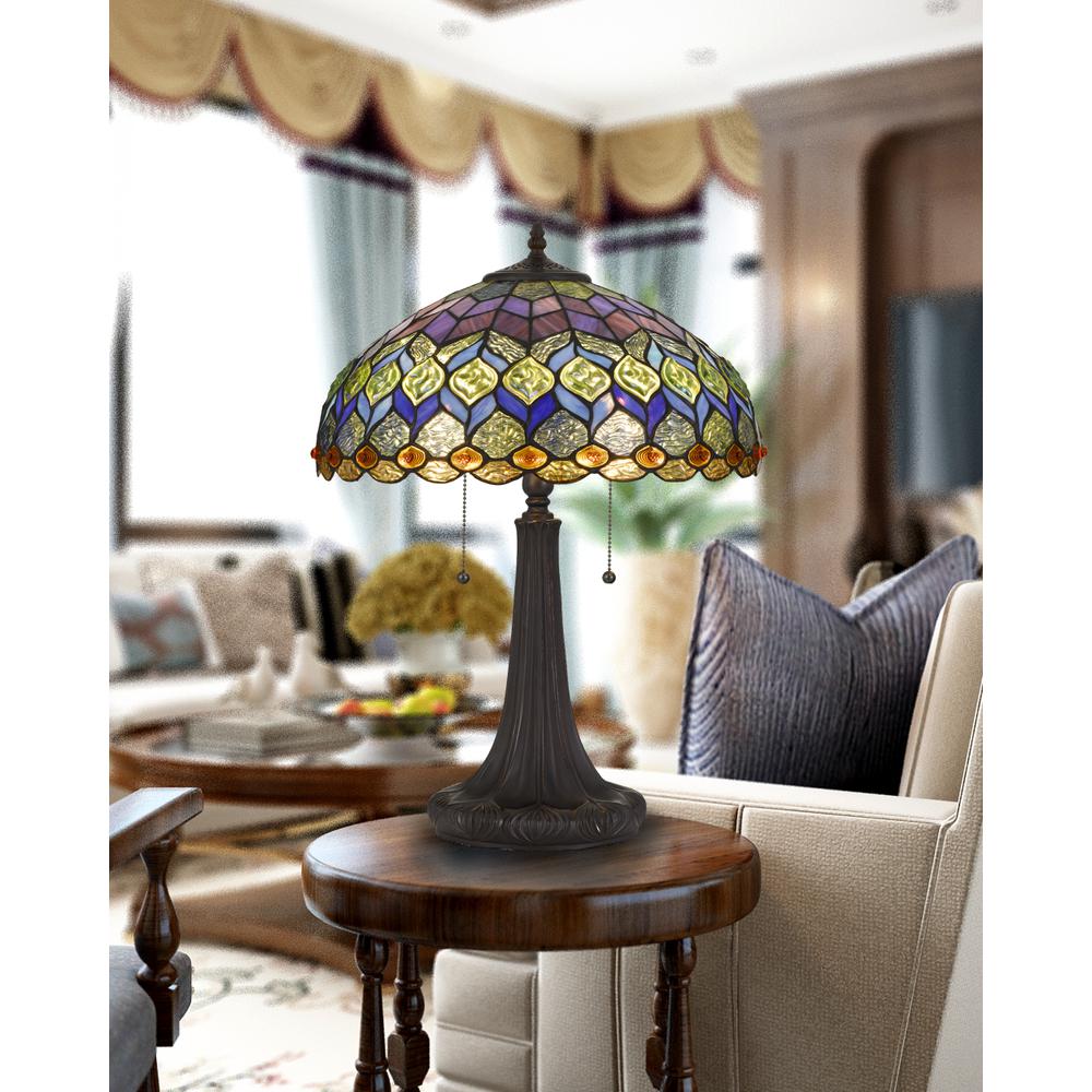 Tiffany Table Lamp 22.5" Height Tiffany Table Lamp In Dark Bronze Finish By Cal Lighting | Table Lamps | Moidshstore - 2