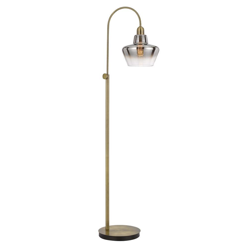 40W Duxbury Metal Arc Floor Lamp With Electoral Plated Smoked Glass Shade By Cal Lighting | Floor Lamps | Moidshstore - 2