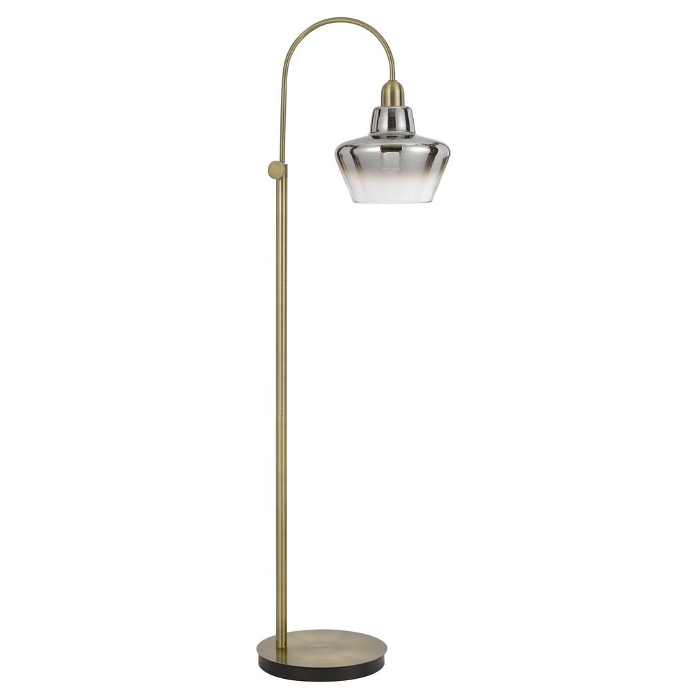 40W Duxbury Metal Arc Floor Lamp With Electoral Plated Smoked Glass Shade By Cal Lighting | Floor Lamps | Moidshstore - 3