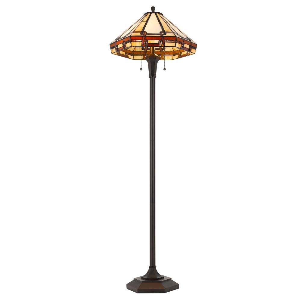 60W X 2 Tiffany Table Lamp With Pull Chain Switch With Metal And Resin Lamp Body By Cal Lighting | Floor Lamps | Moidshstore - 4