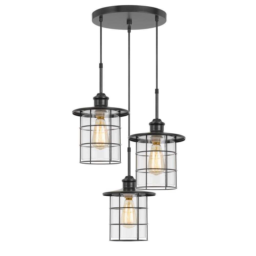 60W X 3 Silverton Metal/Glass Pendant Fixture (Edison Bulbs Not Included), Dark Bronze By Cal Lighting | Pendant Lamps | Moidshstore - 2