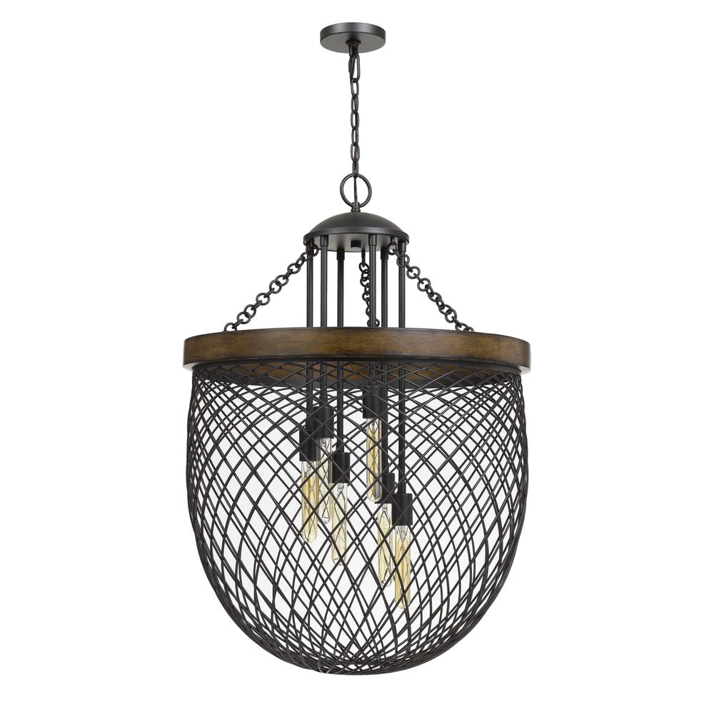 Marion Metal/Wood Mesh Shade Chandelier (Edison Bulbs Not Included), Fx37186 By Cal Lighting | Chandeliers | Moidshstore