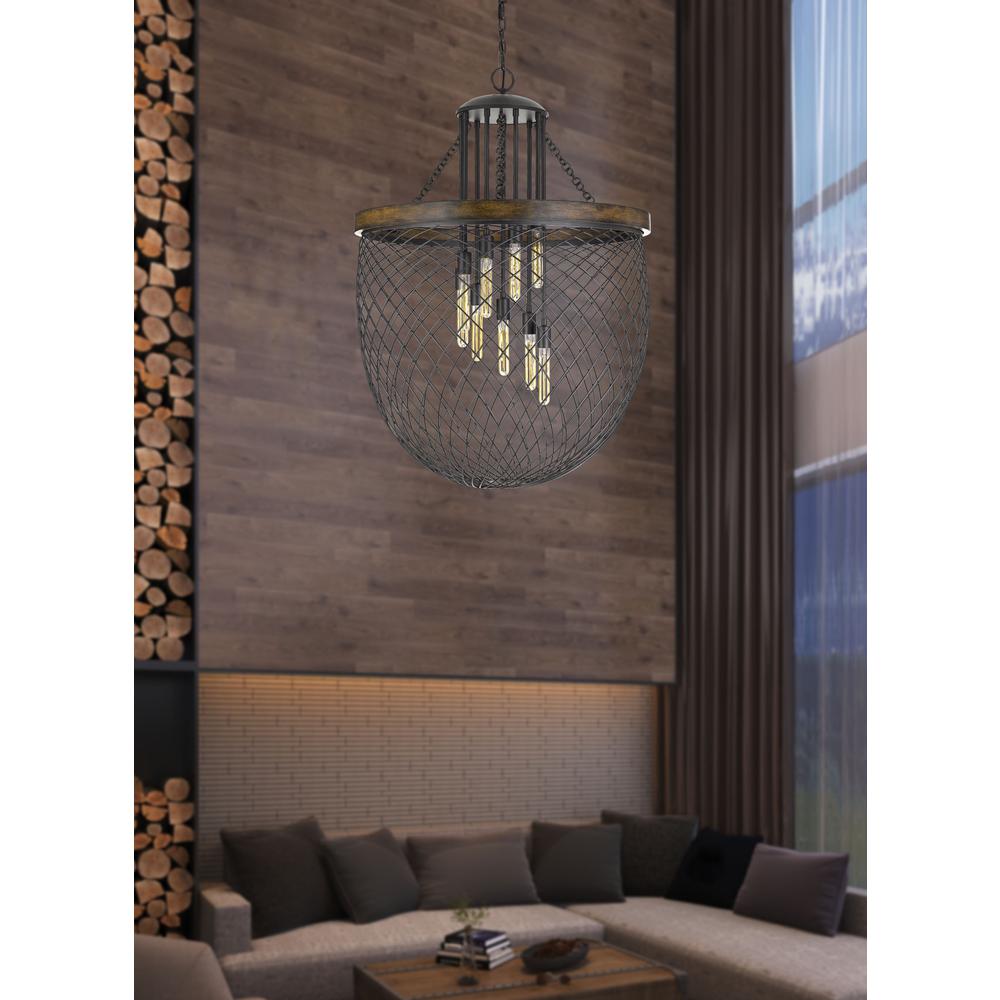 Marion Metal/Wood Mesh Shade Chandelier (Edison Bulbs Not Included), Fx37189 By Cal Lighting | Chandeliers | Moidshstore - 2