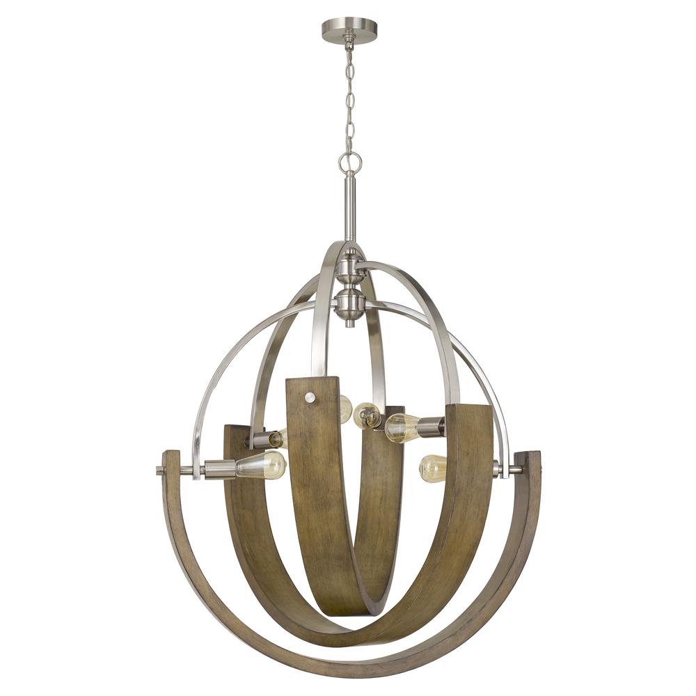 60W X 6 Rauma Metal/Wood Chandelier (Edison Bulbs Are Not Included) By Cal Lighting | Chandeliers | Moidshstore - 3