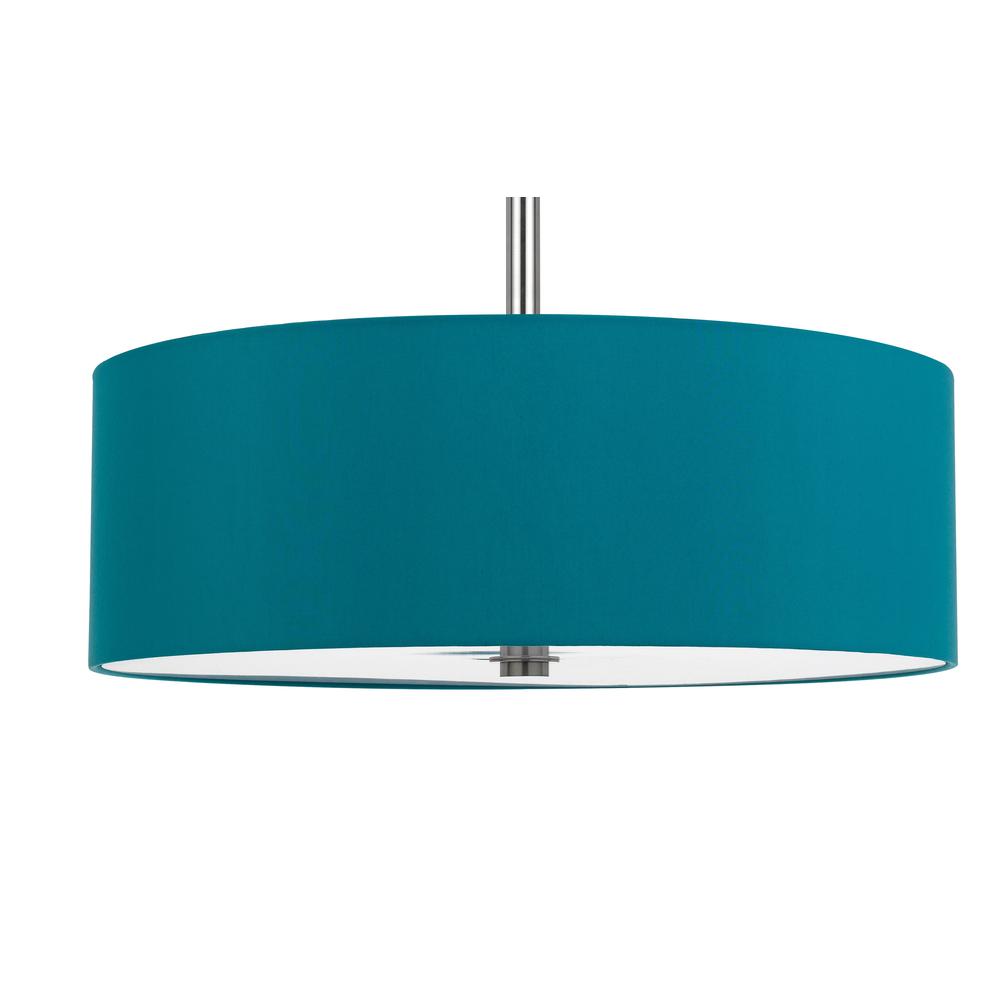 60W X 4 Lonoke Pendant Fixture With Hardback Drum Shade, Aqua Blue By Cal Lighting | Chandeliers | Moidshstore - 3