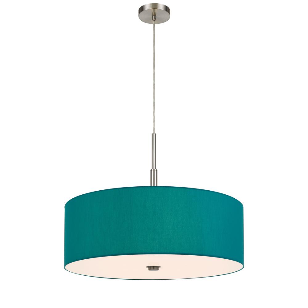 60W X 4 Lonoke Pendant Fixture With Hardback Drum Shade, Aqua Blue By Cal Lighting | Chandeliers | Moidshstore - 2